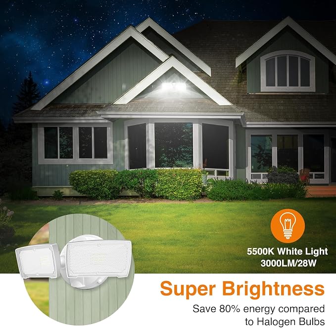 LEPOWER 2 Pack 28W 3000LM ‌LED Security Flood Light‌ ‌Outdoor‌, Switch - Image 3