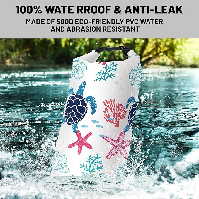 Waterproof Dry Bag, Roll Top Sea Turtle Coral Starfish Small Waterproof - Image 2