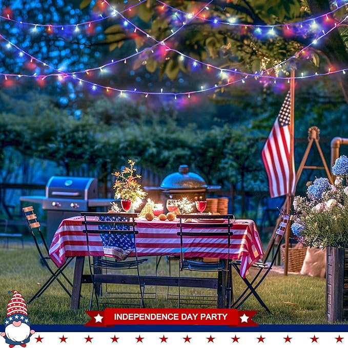 JMEXSUSS 400 LED Red White and Blue Lights Outdoor, 132FT 4th of July Lights - Image 7