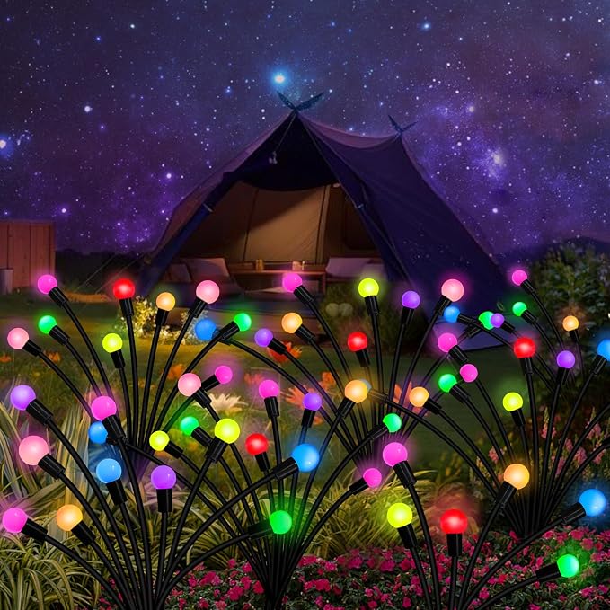 Kohlrabi Solar Garden Lights Outdoor, 4 Pack 32 LED Solar Firefly Lights - Image 6