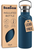 Bambaw Insulated Water Bottle 16 oz, Stainless Steel Water Bottle Insulated by Bambaw