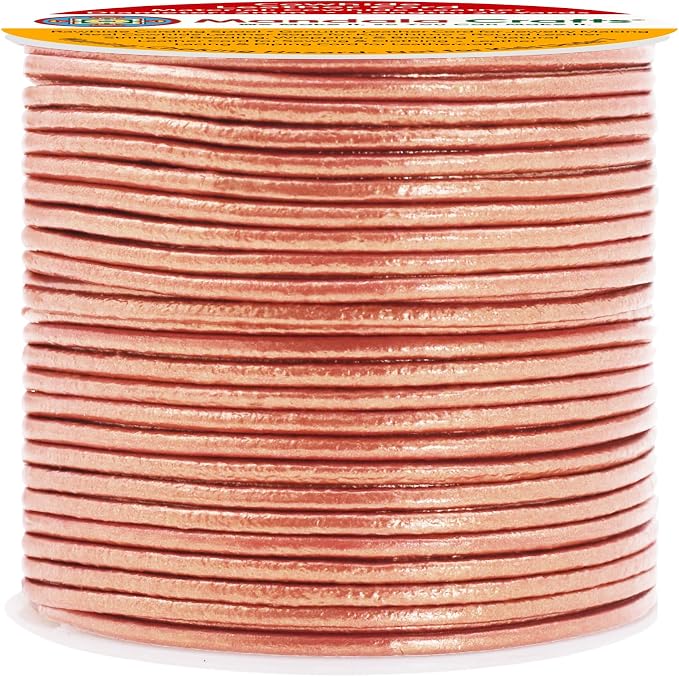 Mandala Crafts Round Genuine Rose Gold Leather Cord - Image 2