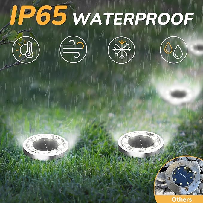 INCX Solar Ground Lights, 24 Pack Solars Light Outdoor Waterproof, Solar Garden - Image 3