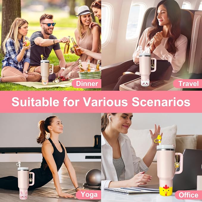 Silicone Cup Boot for Stanley 40oz Tumbler, Penguin Bow Straw Cover Bottom - Image 4