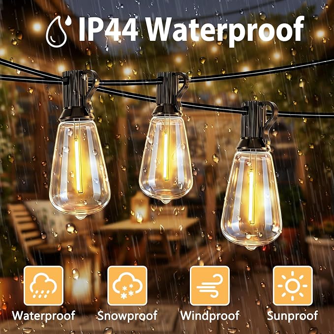LumBelle Smart Outdoor String Lights, 100FT ST38 LED Patio Lights - Image 8