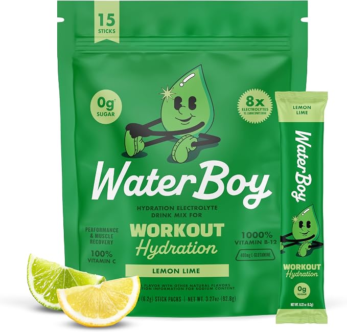 Waterboy Workout Hydration | 2, 960mg Sugar Free Electrolyte Powder Packets | by WaterBoy