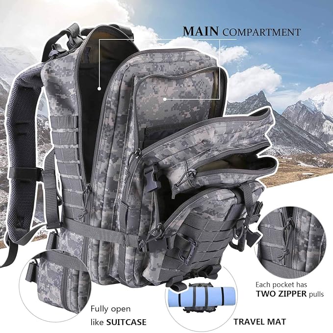 Hannibal Tactical MOLLE Assault Backpack, Tactical Backpack Army Military - Image 3