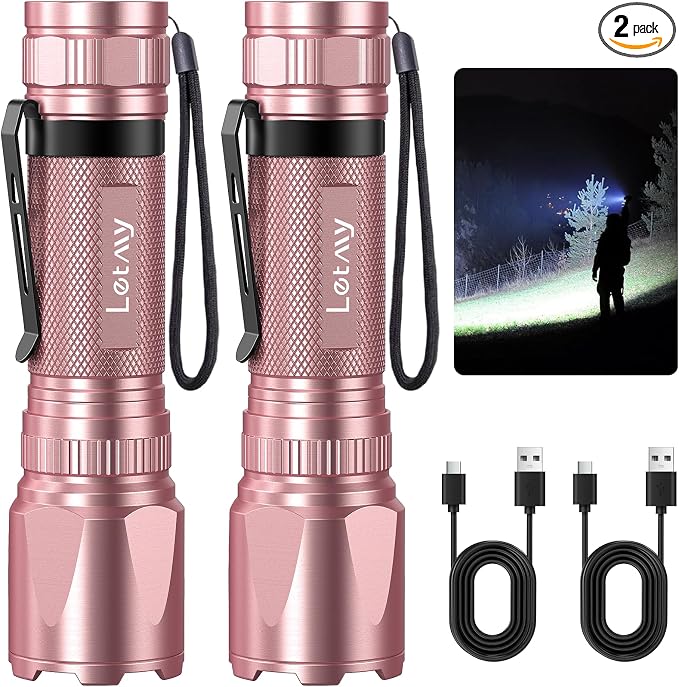 LETMY Rechargeable Flashlights High Lumens, 2 Pack 2000 Lumens Bright LED by Letmy