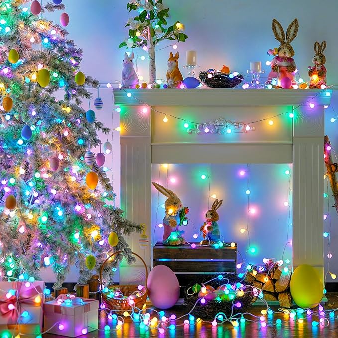JMEXSUSS 100 LED Easter Lights Battery Operated, 33ft Multicolor Globe String - Image 7