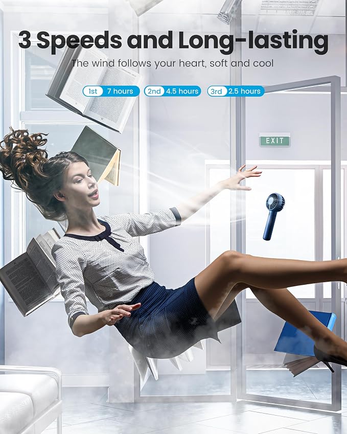 Gaiatop Mini Portable Fan, Cute Design, Powerful Wind, Handheld and Desktop - Image 5