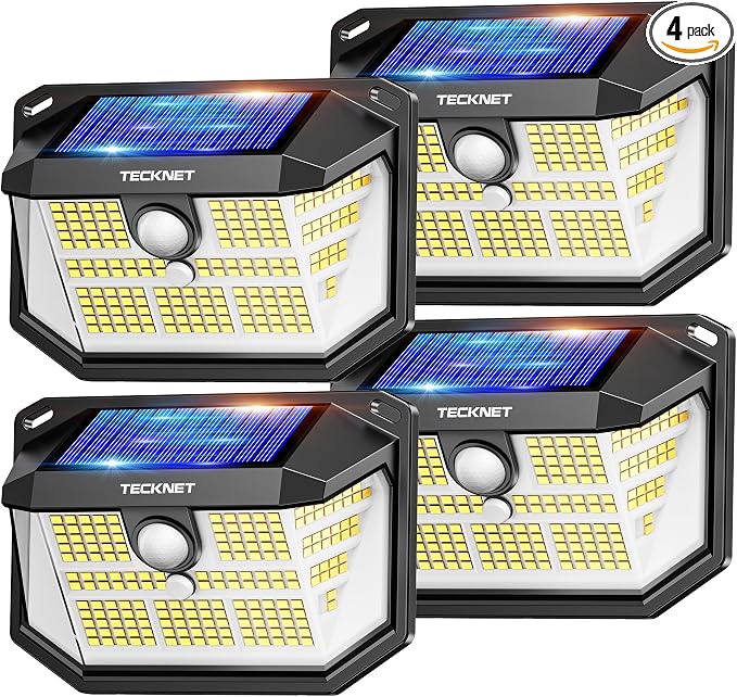 TECKNET 231 LED Solar Motion Lights Outdoor, 300° Angle & 3 Lighting Modes by Tecknet