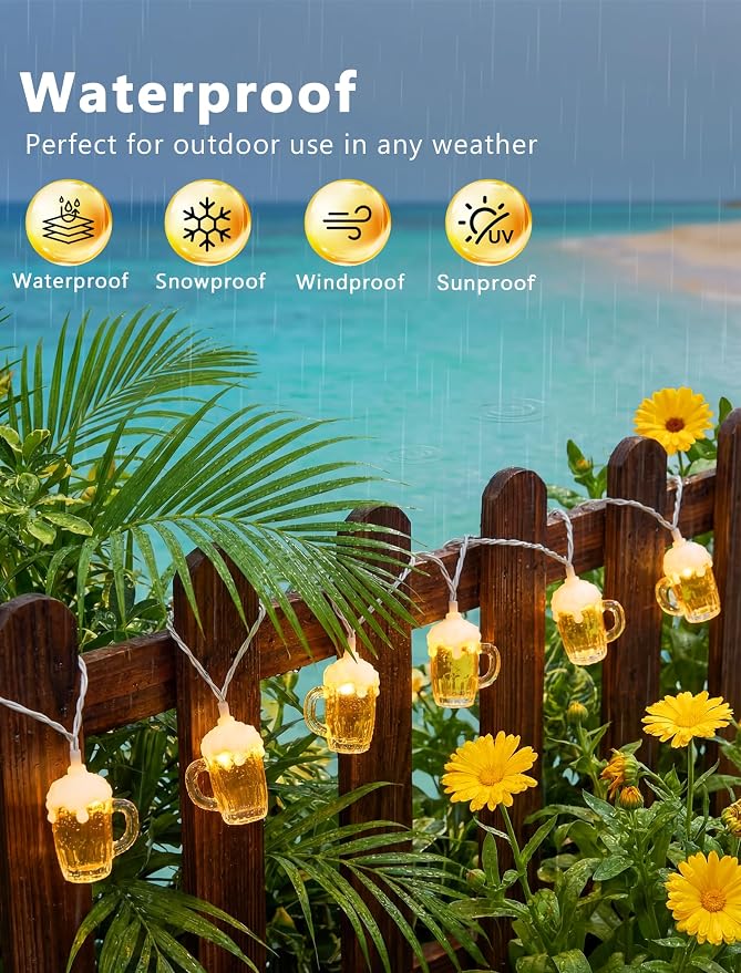 Beer Mug String Lights, 8.5FT 10 LED Summer Lights - Image 2