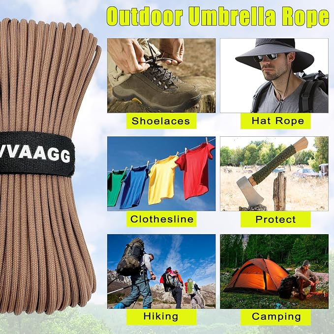 VVAAGG 1000 Paracord Rope 100FT Utility 4mm Parachute Cord Heavy Duty 12 Strand - Image 5