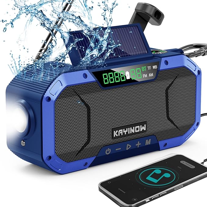 KAYINOW Emergency NOAA Weather Radio, Solar Hand Crank FM AM Radio by KAYINOW
