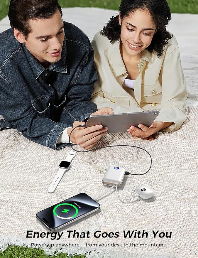 Portable Charger with Built-in Cables & Wall Plug, 10000mAh Power Bank - Image 7