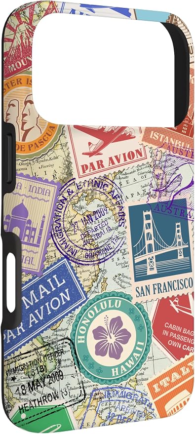 World Map Travel Passport Stamps Postage Stamp Case - Image 3