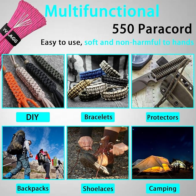 VVAAGG Reflective Paracord Rope 100FT, 7 Strand Nylon para Cord Lanyard Utility - Image 6