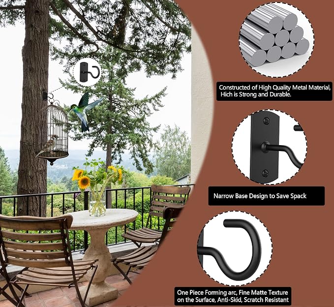 Ceiling Hooks for Hanging Plants, Hanging Bird Feeders, Wind Chimes, - Image 3