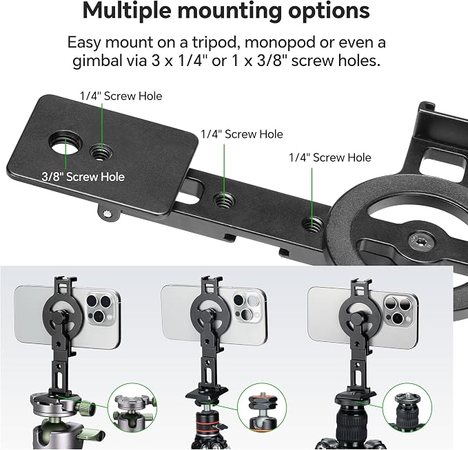FANAUE Cell Phone Tripod Mount, Magnetic Aluminum Smartphone Stand Adapter - Image 4