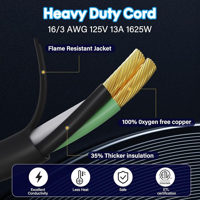 Adoreen Outdoor Power Extension Cord 15 Ft/2 Pack, 3 Prong 16 AWG Grounded Wire - Image 4