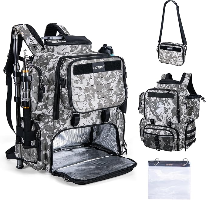 Goture Fishing Backpack, 58L 900D Water-Resistant Insulated Tackle Backpack by Goture