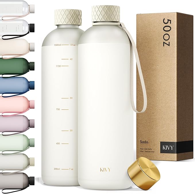 KIVY Large Water Bottle 50oz Fits Backpack & Cupholder by KIVY