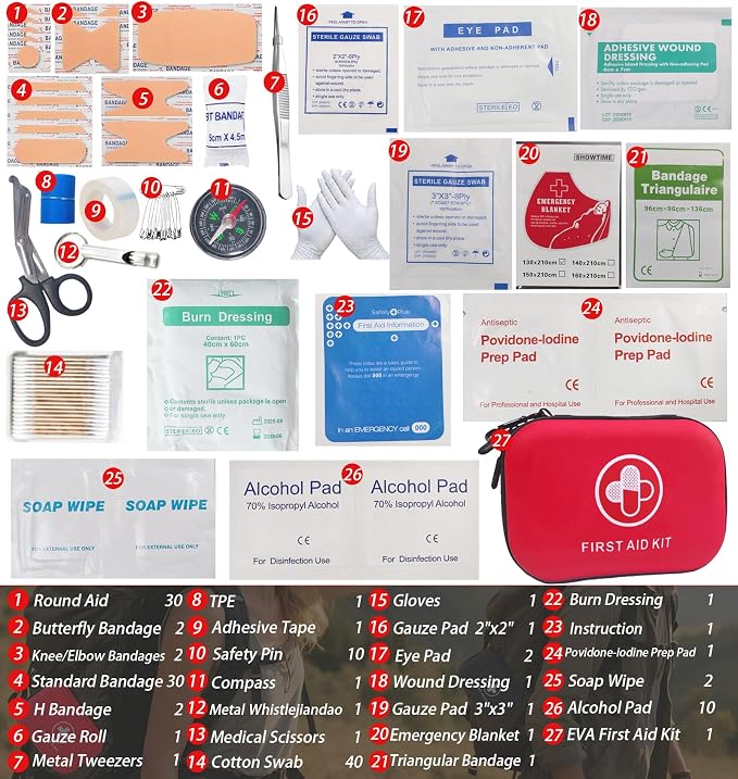 First Aid Kit 150 Piece Waterproof Hard Shell Emergency Medical Kit - Image 5