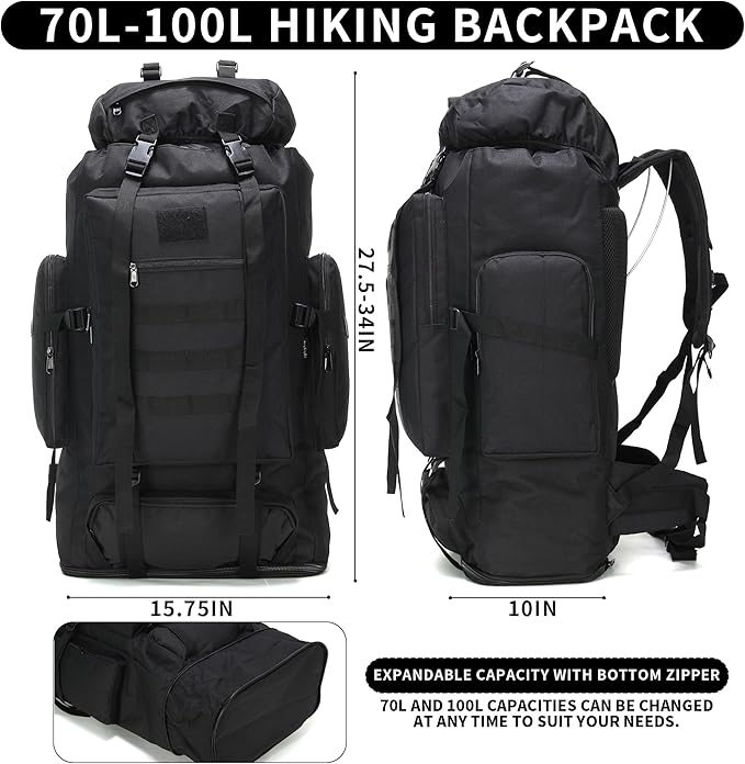 Hiking Backpack for Men 70L/100L Camping Backpack Military Rucksack Molle 3 - Image 2