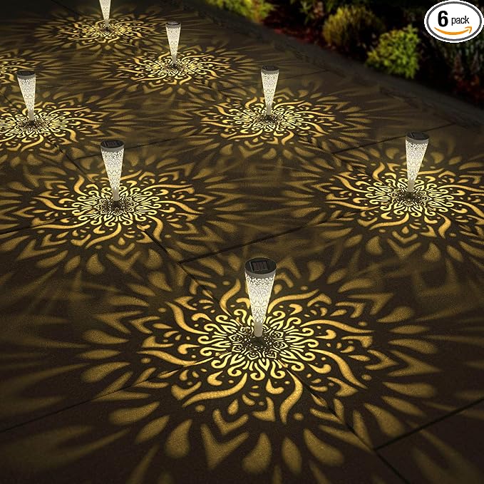 gardencave 6 Pack Solar Lights Outdoor Garden Decorative Mandala Solar Garden by gardencave