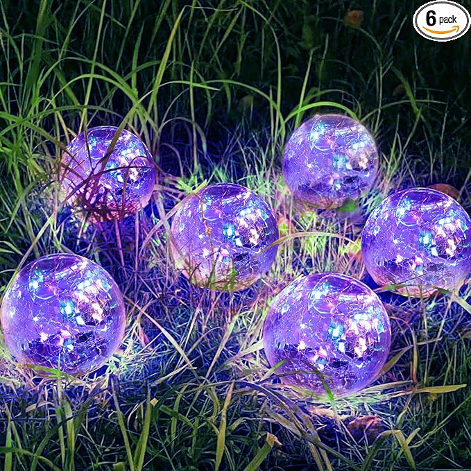 SyouHome Solar Garden Lights Outdoor Waterproof, 6 Pack Cracked Glass Ball Light by SyouHome