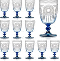 XUWAIDSGN 12Pcs Plastic Vintage Wine Glasses 13.5oz Reusable Embossed Goblet by XUWAIDSGN