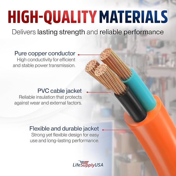 25ft Outdoor/Indoor Extension Cord 16/3 Gauge Heavy Duty 3 Prong SJTW, - Image 4
