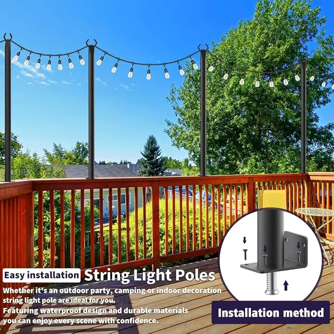 AHRLHR 5 Ft String Light Poles 4 Pack, String Light Poles - Image 2