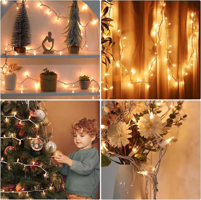 Meteds Christmas Lights 2Pack 100 Count Clear Mini Lights White Wire - Image 5