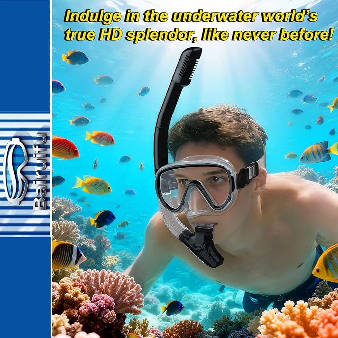 Bairuifu 2-Pack Snorkel Gear for Adults | Enhanced Anti-Fog & Anti-Leak - Image 3