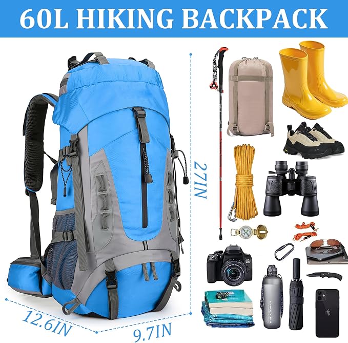 75L Hiking Backpack with Rain Cover Waterproof Camping Backpack Shoes Warehouse - Image 4