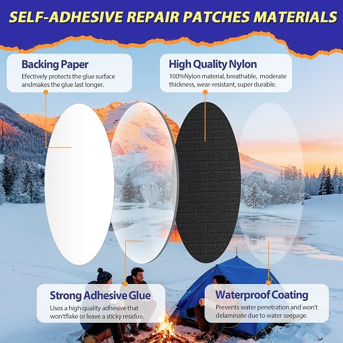 Down Jacket Repair Patch Kit, Outdoor Gear Tenacious Repair Tape, Self Adhesive - Image 3