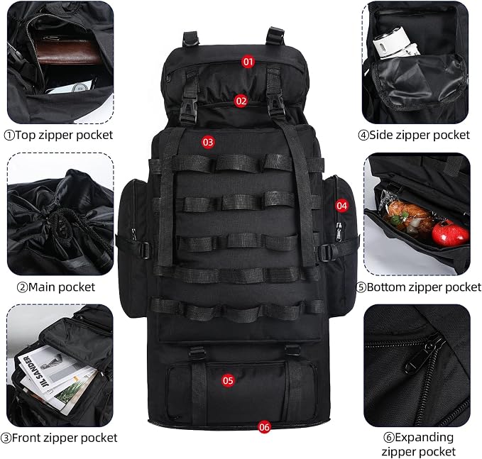 70L/100L Camping Hiking Backpack - Image 3