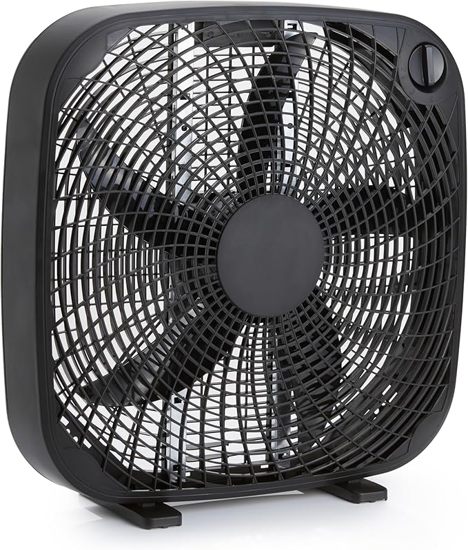 Amazon Basics 3-Speed Box Fan for Bedroom, Portable by AmazonBasics