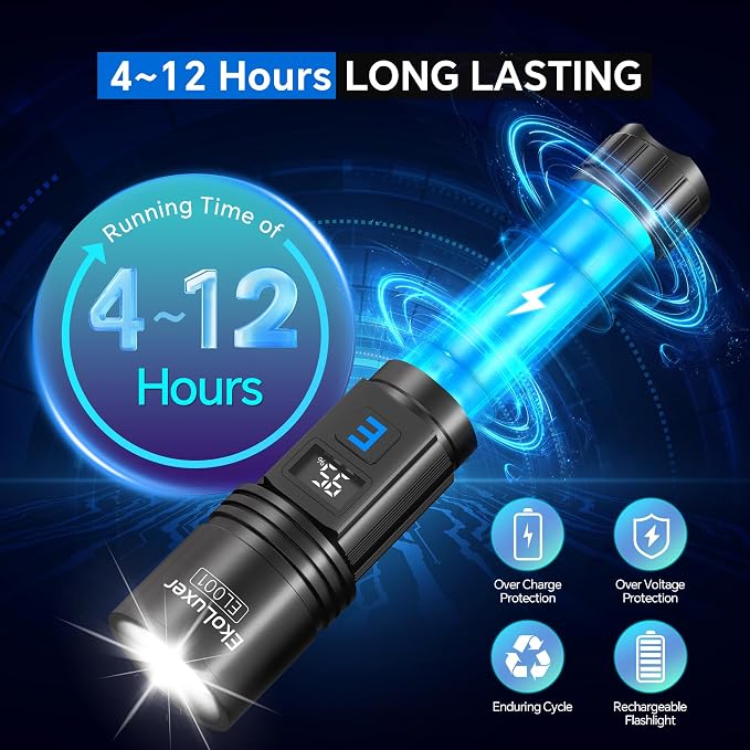 3Pack Rechargeable Flashlights 10000 High Lumens, Super Bright Flashlight - Image 4
