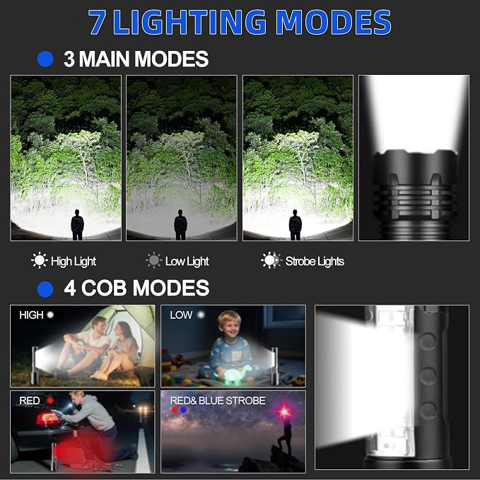 Rechargeable Flashlights High Lumens, 7Mode LED Flashlight Rechargeable - Image 3
