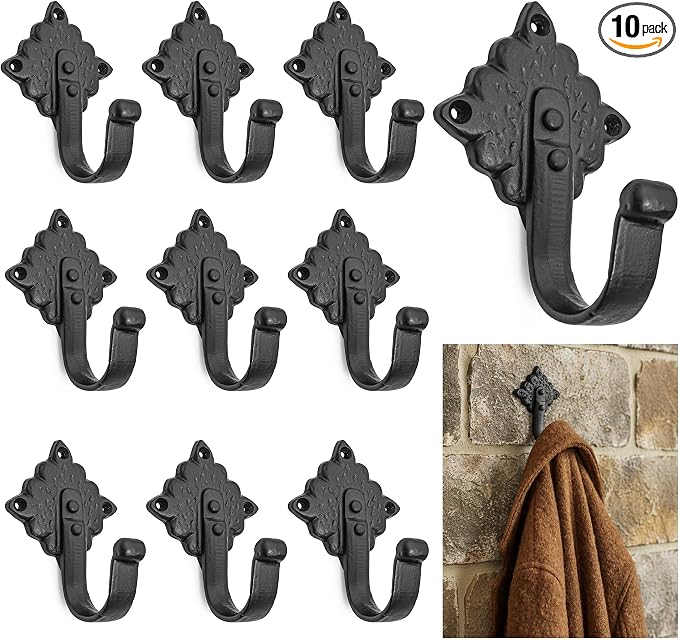 Mystic Colonial Rustic Cast Iron Wall Hooks Heavy Duty Vintage Utility Hooks by SaKeGa