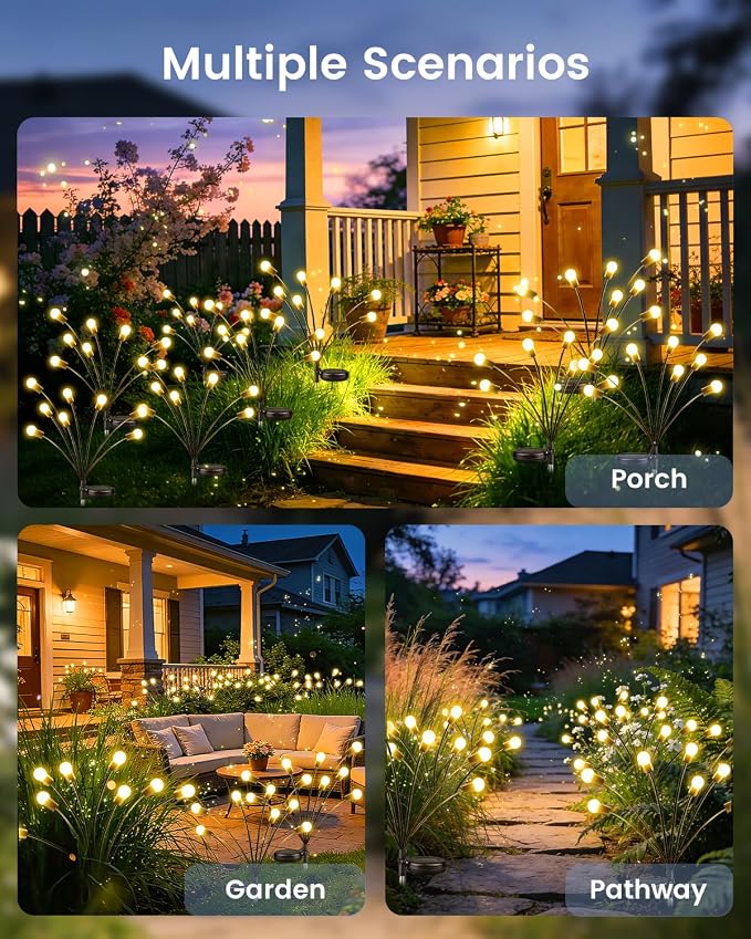 OZS 4 Pack Total 32 LED Solar Garden Lights Fairy Outdoor - Image 7