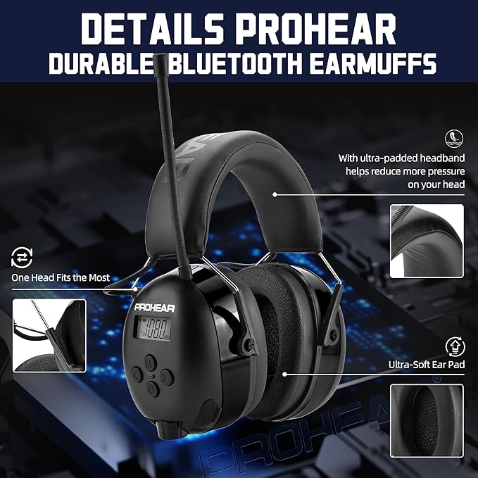 PROHEAR 033 Upgraded Bluetooth 5.4 Hearing Protection Headphones - Image 3