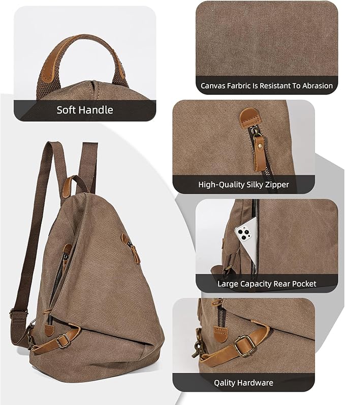 KL928 Canvas Vintage Backpack – Large Casual Daypack Outdoor Travel Rucksack - Image 3
