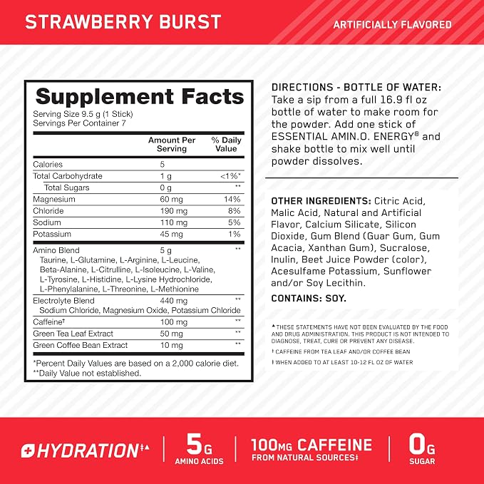 Optimum Nutrition Essential Amino Energy Plus Electrolytes Stick Packs - Image 3