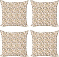 Ambesonne Leaf Decorative Throw Pillow Case Pack of 4, Floral Abstract Pattern by Ambesonne
