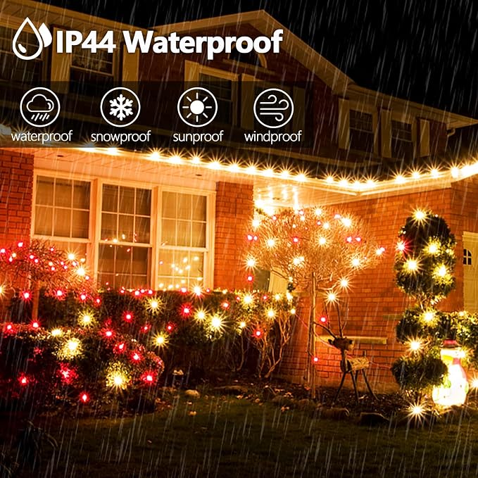 OZS Connectable Red and White Christmas String Lights, Plug in Tree Lights - Image 5