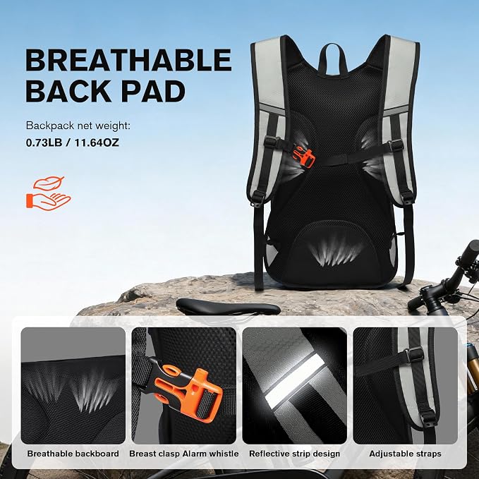Ultra-Light Soft Daypack 15L/20L, Cushioned Breathable Back Panel Backpack - Image 3