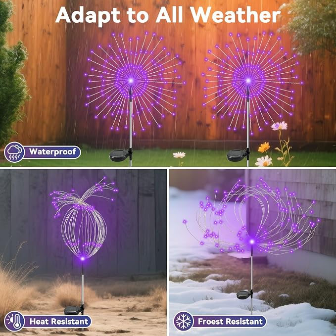 Garden Outdoor Lights, 2 Pack 120 LED Solar Garden Lights Fairy Lights Outdoor - Image 3
